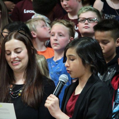 Student speaking at international night