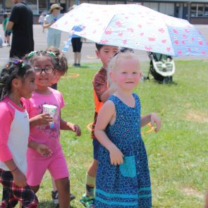 Umbrella over student